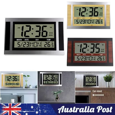 Large Digital LCD Display Wall Clock Calendar Day Month Year Temperature Meter • $34.09