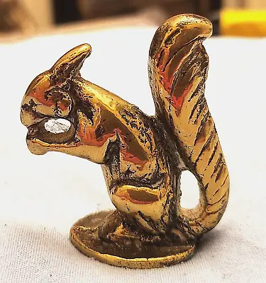 Antique Squirrel Vintage Old Victorian Gold Lustre Solid Brass Secret Cute Nuts • £30