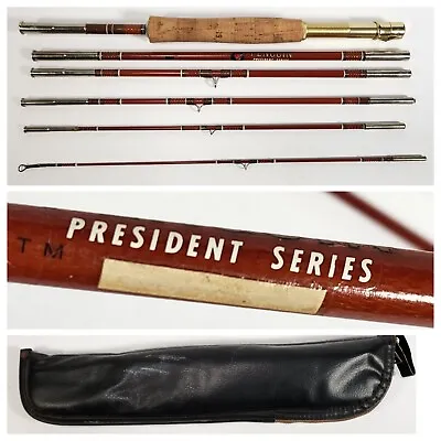 Vtg Penguin President Series Fly Rod & Case 6 Piece 6'11  Sectional Fishing 444F • $63.74