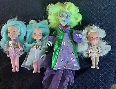 Vint. 80's Moon Dreamers Dolls Lot Of 4 Bitsy Scowlene Crystal Starr Dressed NR • $34.95