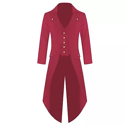 Men's Coat Tailcoat Jacket Gothic Frock Coat Uniform Costume Praty Outwear  • $38.71