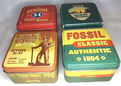 LOT Of 4 -Vintage 2000s FOSSIL Genuine 54 Outdoor Watch Tin Box Inserts NO WATCH • $21