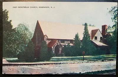 $10 • Buy Vintage Postcard 1940-1950 First Presbyterian Church Ridgewood New Jersey