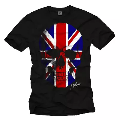 Vintage Union Jack Men Shirt With Uk Skull Flag - Shortsleeve Punk Rock Band Tee • £17.04