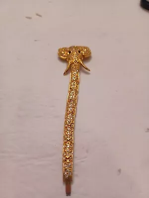 Vtg Articulated 7  Elephant Head Bracelet Gold Tone /Rhinestones/GEEEN EYES USED • $14.99