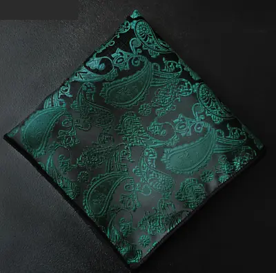 Men Paisley Jacquard Silk Square Wedding Pocket Hanky Handkerchief UK • £3.99