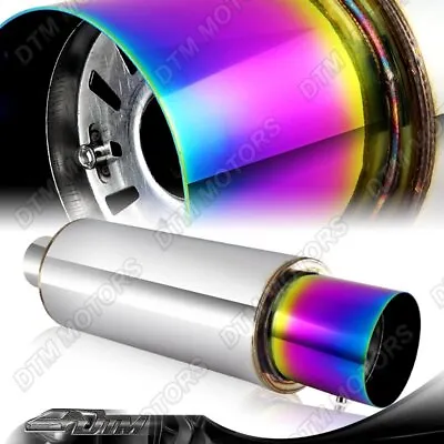 N1 4  Rainbow Burnt Tip T-304 Stainless Steel Exhaust Muffler With 3  Inlet JDM • $36.99