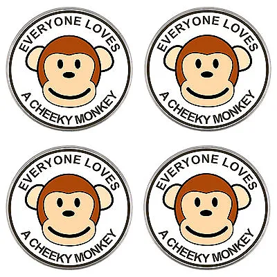 Cartoon Cheeky Monkey  - 4 X 80mm Mug/Drink Coasters - Xmas Gift/Present - NEW • £5.49
