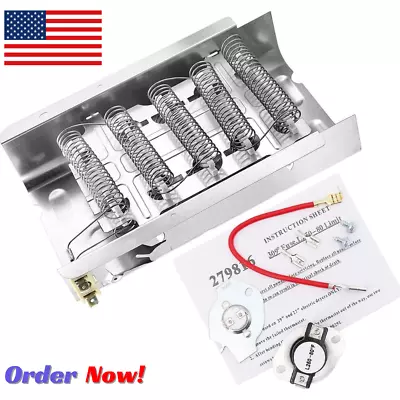 279838 & 279816 Dryer Heating Element And Thermostat Combo Pack Fit Whirlpool • $20.95