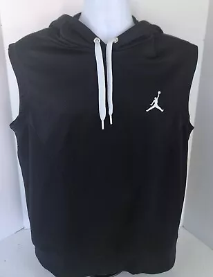 Men's Air Jordan Sleeveless Hoodie Size Large L Black Dri-Fit Zipper Pockets • $35