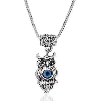 $15.74 • Buy Elegant 925 Sterling Silver Fashion Charms Unique Owl Evil Eye Necklace