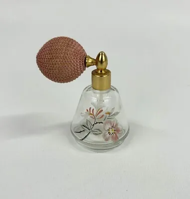 Vintage Spray Glass Perfume Cologne Bottle Clear Glass Flowers With Atomizer • $12.99
