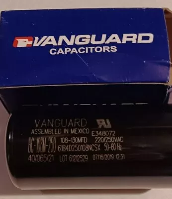 Vanguard BC-108M-250 Electric Motor Start Capacitor 108-130 UF 220-250 VAC • $8.94