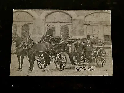 Sidney Ohio 1908 Horse Drawn Fire Wagon Postcard  • $12.99