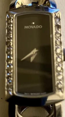 Movado 0605964 Rondiro Rectangle Black Diamond Dial Ladies Watch • $700