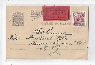 Mozambique Company 1912 Registered Postal Card Cover To Czechoslovakia • $10.50