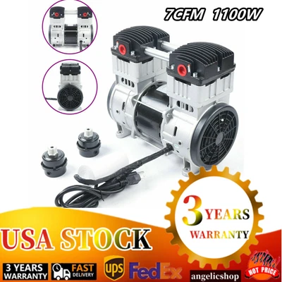 $231.83 • Buy 7CFM Oilless Diaphragm Vacuum Pump Industrial Oil Free Piston Vacuum Pump 1100W
