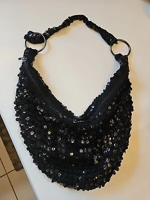 VINTAGE Black Sequin Sparkle Boho Purse Early 2000's Y2K • $39.95