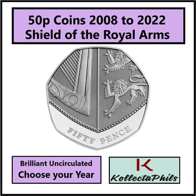 £11.95 • Buy 50p Shield Fifty Pence Coin 2008 To 2022 Brilliant Uncirculated BUNC From Sets
