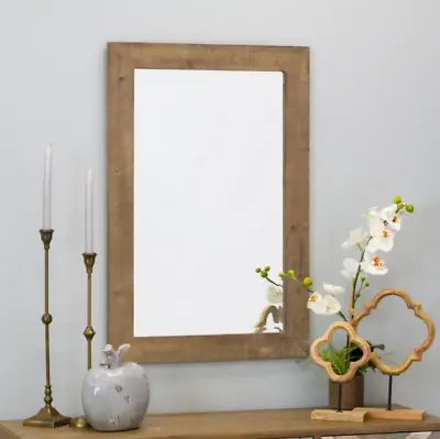 Rustic Wall Mirror Bathroom Vanity Distressed Brown Wood Dresser Lounge Leaner  • $89.99