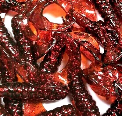 20ct - 4  Motor Oil Red Flake Twister Curly Tail Grubs - FREE USA SHIPPING • $7.49