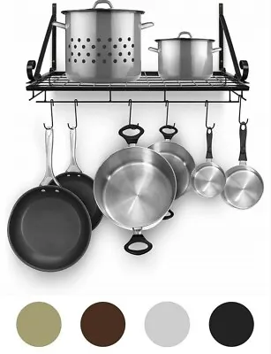 Sorbus Kitchen Wall Pot Rack With Hooks — Decorative Wall Mounted Storage • $37.99