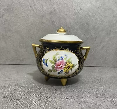 Antique Sampson Hancock Derby Lidded Bowl On Feet Floral Design Gold Detail • £79.99