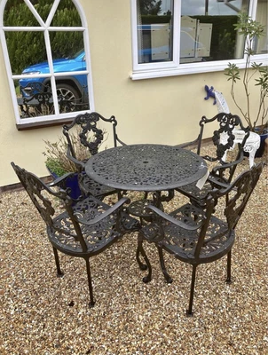 £245 • Buy Vintage Cast Aluminium GARDEN TABLE And CHAIRS