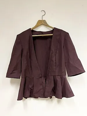 £0.99 • Buy Burgundy Maroon Peplum Blazer Jacket Size 10