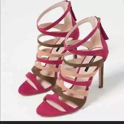 Zara Strappy Heel Raspberry & Olive Womens Sz 9 Sandals • $18