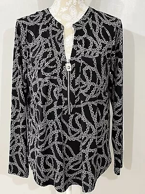 MICHAEL Michael Kors Liquid Knit Chain Print Shirt Top / Large / NWOT / 1/4 Zip • $19.99