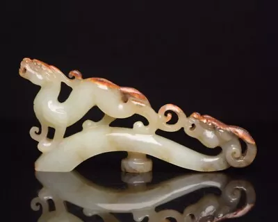 Chinese Exquisite Handmade Dragon Carving Hetian Jade Statue • $810