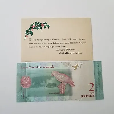 Raymond Mccarty Christmas Embossed Holly Postcard VTG Free Venezuela Foreign M • $9.52