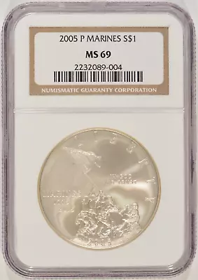 2005-P Marines Commemorative Silver Dollar $1 NGC MS69 2232089-004 • $79.95