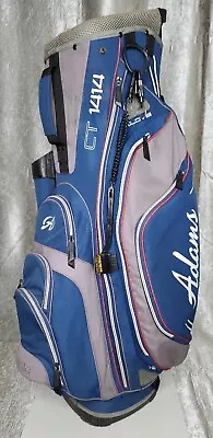 Adams Cart Golf Bag 14 Way 9 Zippered Pockets Cooler Lined Compartment Blue Gray • $60.58