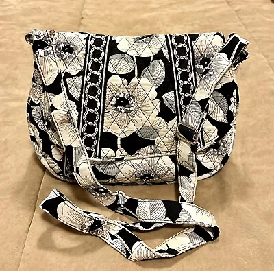 Vera Bradley Hipster Purse Night And Day Crossbody Medium Black White Floral • $19.50