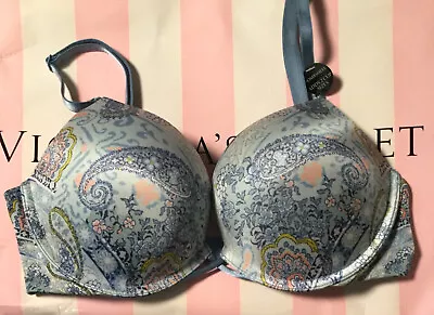 New Victorias Secret Miraculous Bombshell Adds 2 Cup 34C Bra Paisley N6611-A • $39.99