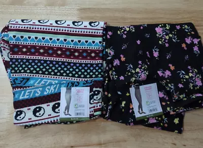 2 For $20 No Boundaries Ankle Leggings Ying Yang & Black Floral XL (15-17) • £19.28