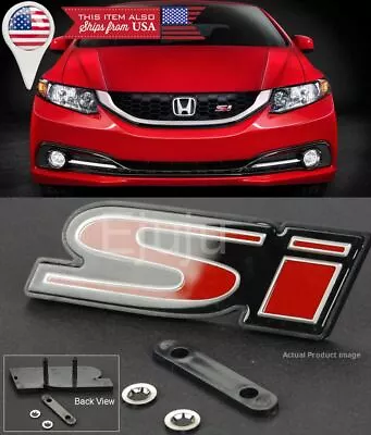 OE ABS Front SI S-i Black Red Grill Emblem Nameplate Logo Badge For Honda Civic • $16.99