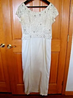 ROBERT GOLDBERG NEW YORK Couture Custom Vtg 60s Cream Dress W/ Beaded Bodice  • $28