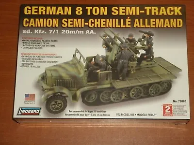 Lindberg Plastic Model Kit:  GERMAN 8 TON SEMI-TRACK 1/72 Scale  USA 2012 • £14.99