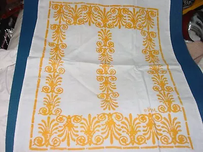 Vtg Vera Neumann Ladybug White Yellow Scroll Cotton Linen Tea Towel Mid Century • $24.95