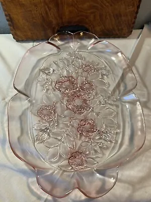 Pink Mikasa Crystal Serving Party Platter Rosella Pattern + Original Box • $10