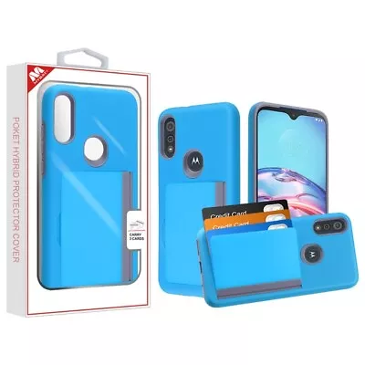 For Motorola Moto E (2020) Blue/Gray Poket Hybrid Case Cover (with Back Film) • $6.69