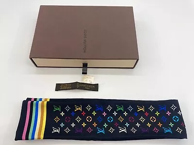 Louis Vuitton Multi Ribbon Scarf Black 118 X 6.5 Cm　(46.46 Inch)×(2.56 Inch) • $159