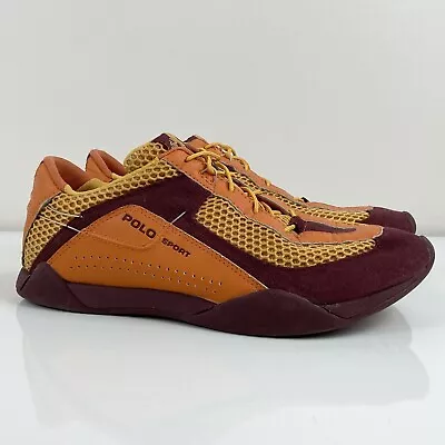 Polo Ralph Lauren Sport Women’s Yellow Orange Burgundy Athletic Shoes Size 6.5 • $38.24