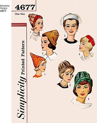 S4677 Sewing Pattern Authentic Vintage 1960's Millinery Set Of Hats Simplicity • $8.95