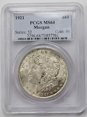 1921 $1 Morgan Silver Dollar PCGS MS64 High Grade UNC Silver Coin *F706 • $73.95