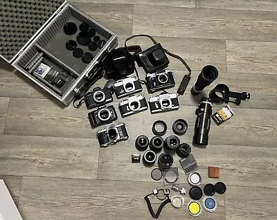 Job Lot Of 7 Old Cameras Untested With Lenses And Extras • £45