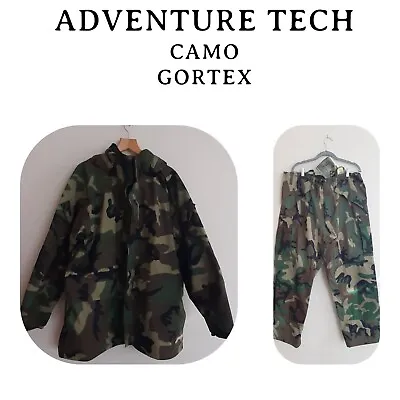 ➡️ADVENTURE TECH GORTEX Jacket & Pants 2PC SET XL & Large Camo Military Hunting • $129.47